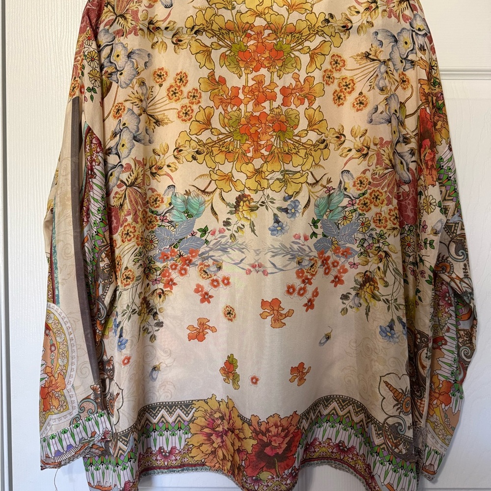 Johnny Was 100% Silk Button Down Tunic- S - Picture 8 of 9